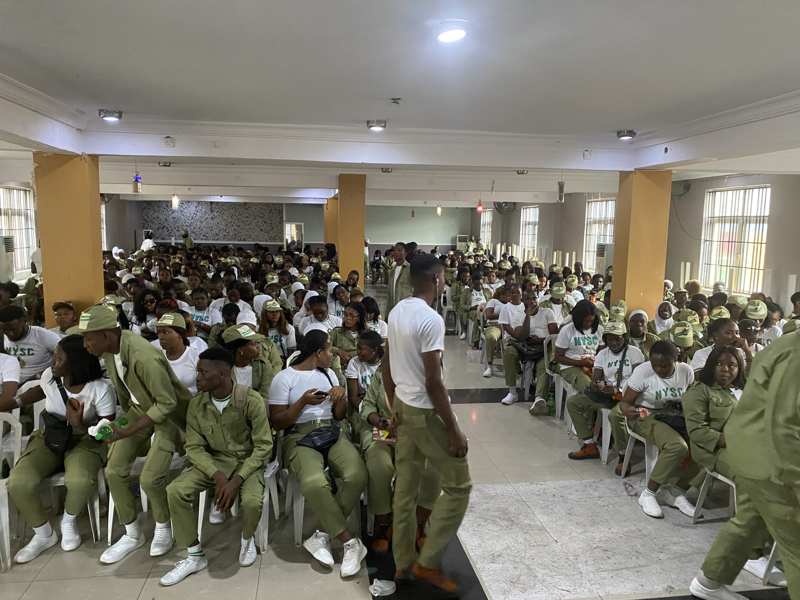 Corps members gathered for a TAFTA NYSC training in Lagos